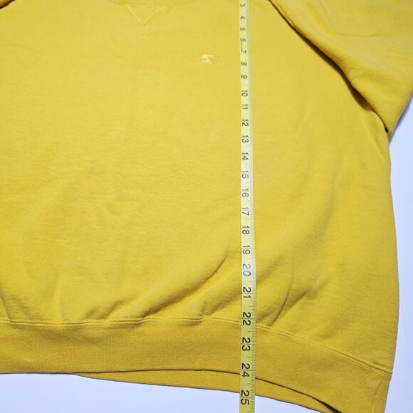 Starter Sweatshirt Mens XL Yellow Heavyweight Crewneck Pullover Embroidered Logo - Picture 5 of 5